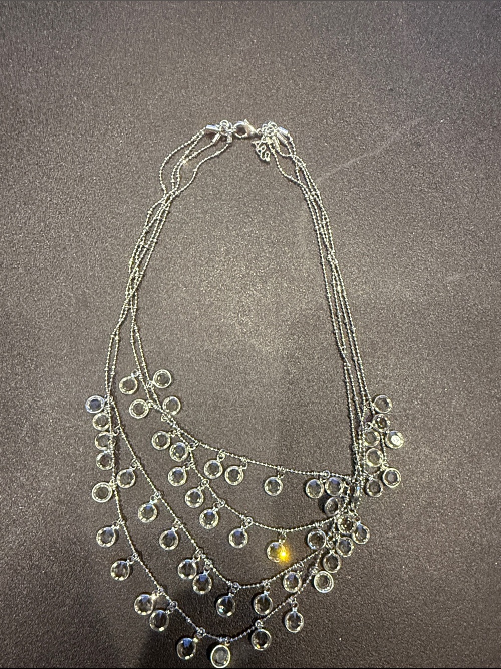 ABS Allen Schwartz Silver Multi-Strand Necklace with Clear Drops